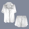 Custom Personalized Women's Lapel Ruffle Hem Short Pocket Pajama Sets