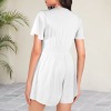 Custom Specialized Tie Front V Neck Wide Leg Shorts Romper