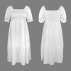 Custom Personalized Women's Puff Sleeve Square Neck A-line Dress