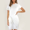 Custom Specialized Short Sleeve Wrap Bodycon Ruched Tie Waist Dress