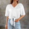 Custom Individualized V-Neck Knotted Hem Blouse Tops