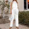 Custom Individualized Sleeveless Halterneck Tie Waist Jumpsuit