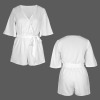 Custom Personalized V Neck Half Sleeve Tie Waist Romper