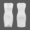 Custom Specialized V Neck Sleeveless Faux Wrap Ruched Bodycon Dress