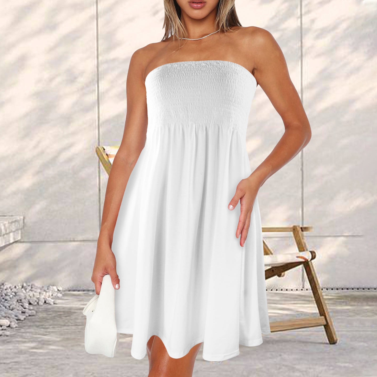 BlueDoba-Custom Wholesale Tube Top Pleated Maxi Dress-Print on Demand