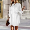 Custom Personalized Women's Pleated Slim Simple Long Sleeve Blouse