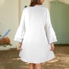 Custom Individualized V Neck Layered Flared Sleeve Dress
