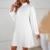Custom Personalized Mock Neck Long Lantern Sleeve Mini Dress