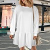 Custom Individualized Round Neck Long Sleeve Ruffle Hem Casual Dress