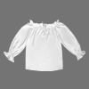 Custom Specialized Off Shoulder Lantern Sleeve Ruffle Trim Blouse