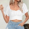 Custom Specialized Ruffle Puff Sleeve Tie Back Crop Top