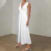 Custom Specialized Deep V-Neck Sleeveless High Waist Maxi Dress