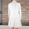 Custom Specialized Lapel Button Long Sleeve Pleated Shirt Dress