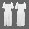 Custom Personalized Short Sleeve Square Neck Split Dress