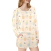 Women's Long Sleeve Scoop Neck Short Pajama Set（Sets 21）