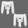 Custom Personalized Off Shoulder Long Sleeve Cross Tie Back Crop Blouse