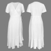 Custom Personalized V-Neck Wrap Ruffle Hem Split Maxi Dress