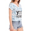 All-Over Print Batwing Sleeve V-Neck Top