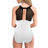 Women's High Neck Plunge Mesh Ruched Swimsuit S43