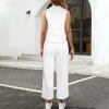 Custom Personalized Sleeveless Mock Neck Top & Wide Leg Cropped Pants Set