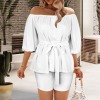 Custom Specialized Off Shoulder Belted Top & Shorts Set
