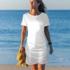 Custom Specialized Round Neck Short Sleeve Wrap Ruched Bodycon Dress
