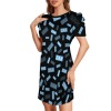 Round-Neck Puff-Sleeve Short-Sleeved Dress