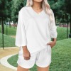 Custom Individualized V-Neck Long Sleeve Blouse & Pocket Shorts Set