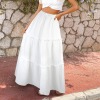 Custom Individualized Tie Front High Waist Frill Hem Maxi Skirt