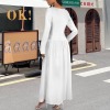 Custom Personalized Long Sleeve Pocket Pleated Maxi Dress