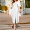 Custom Personalized Short Sleeve Square Neck Split Dress