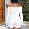 Custom Personalized Off Shoulder Pleated Long Sleeve Short Romper