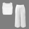 Custom Personalized Round Neck Crop Tank Top & Pocket Wide Leg Pants Set