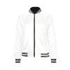 All-Over Print Women's Zip-Up Bomber Jacket with Striped Ribbed Trim
