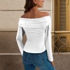 Custom Personalized Off Shoulder Double Lined Long Sleeve T Shirts