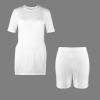 Custom Personalized Short Sleeve Round Neck Split Hem Top & Shorts Set
