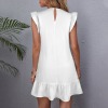 Custom Individualized Round Neck Ruched Sleeve Ruffle Hem Dress