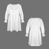 Custom Specialized Crew Neck Smocked Short Sleeve Tunic Casual Dress