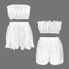 Custom Specialized Strapless Crop Tube Top & Drawstring Ruffle Hem Shorts Set