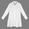 Custom Specialized Lapel Button Long Sleeve Pleated Shirt Dress