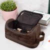 Dark Brown PU Toiletry Bag (Front Custom)（Made In USA）