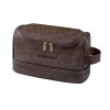 Dark Brown PU Toiletry Bag (Front Custom)（Made In USA）