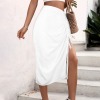 Custom Specialized Women's Drawstring Ruched Split Thigh Skirt