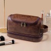 Red Brown PU Toiletry Bag (Top Custom)（Made In USA）