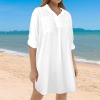 All-Over Print Women's  Chiffon V-Neck Sun Protection Shirt Dress Cover Up
