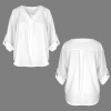 Custom Specialized Women's V-Neck Cuffed Sleeve Blouse Tops