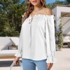 Custom Specialized Off Shoulder Lantern Sleeve Ruffle Trim Blouse