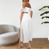 Custom Personalized Off Shoulder Smocked Tube Top & High Waist Split Thigh Maxi Skirts Set