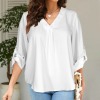 Custom Specialized Women's V-Neck Cuffed Sleeve Blouse Tops