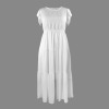 Custom Personalized Round Neck Pleated Elastic Waist Tiered Maxi Dress